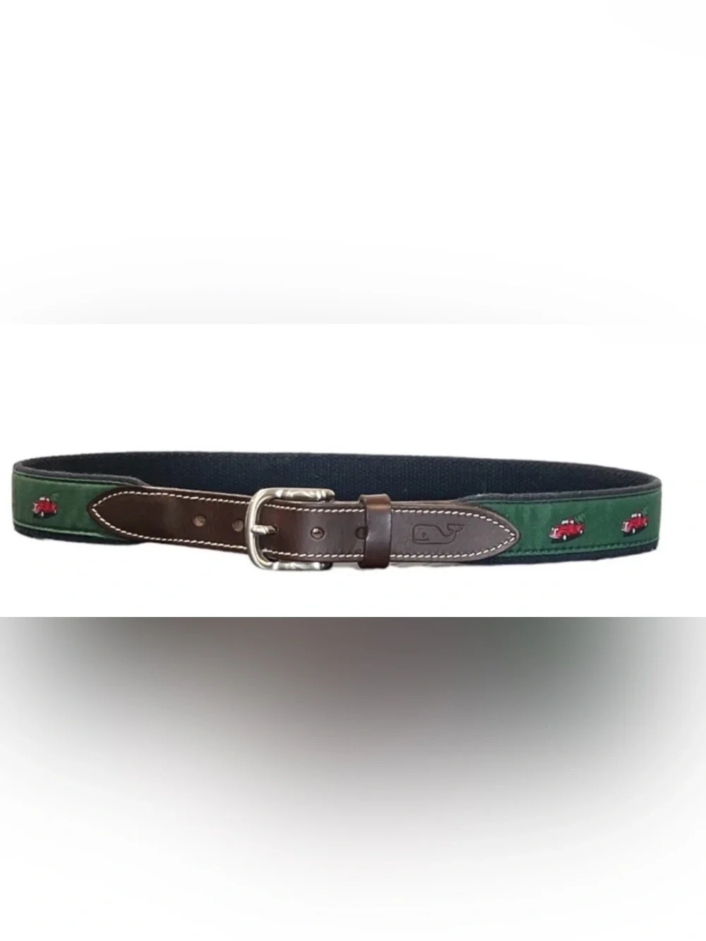 Authentic Vinyard Vines men’s signature print canvas and leather belt sz 30